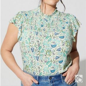 Torrid Cotton Modal Jersey Smocked Mock Neck Top